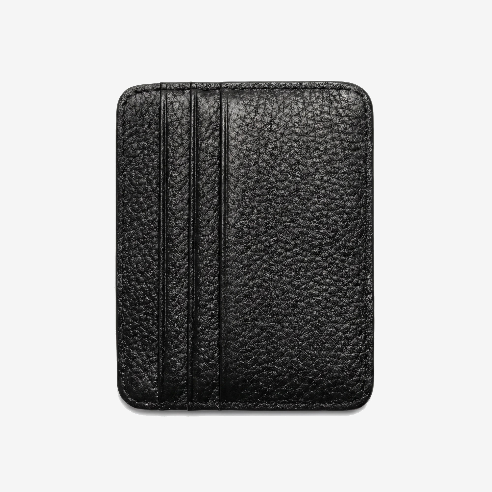 Grain Leather Card Holder in Black — studio view