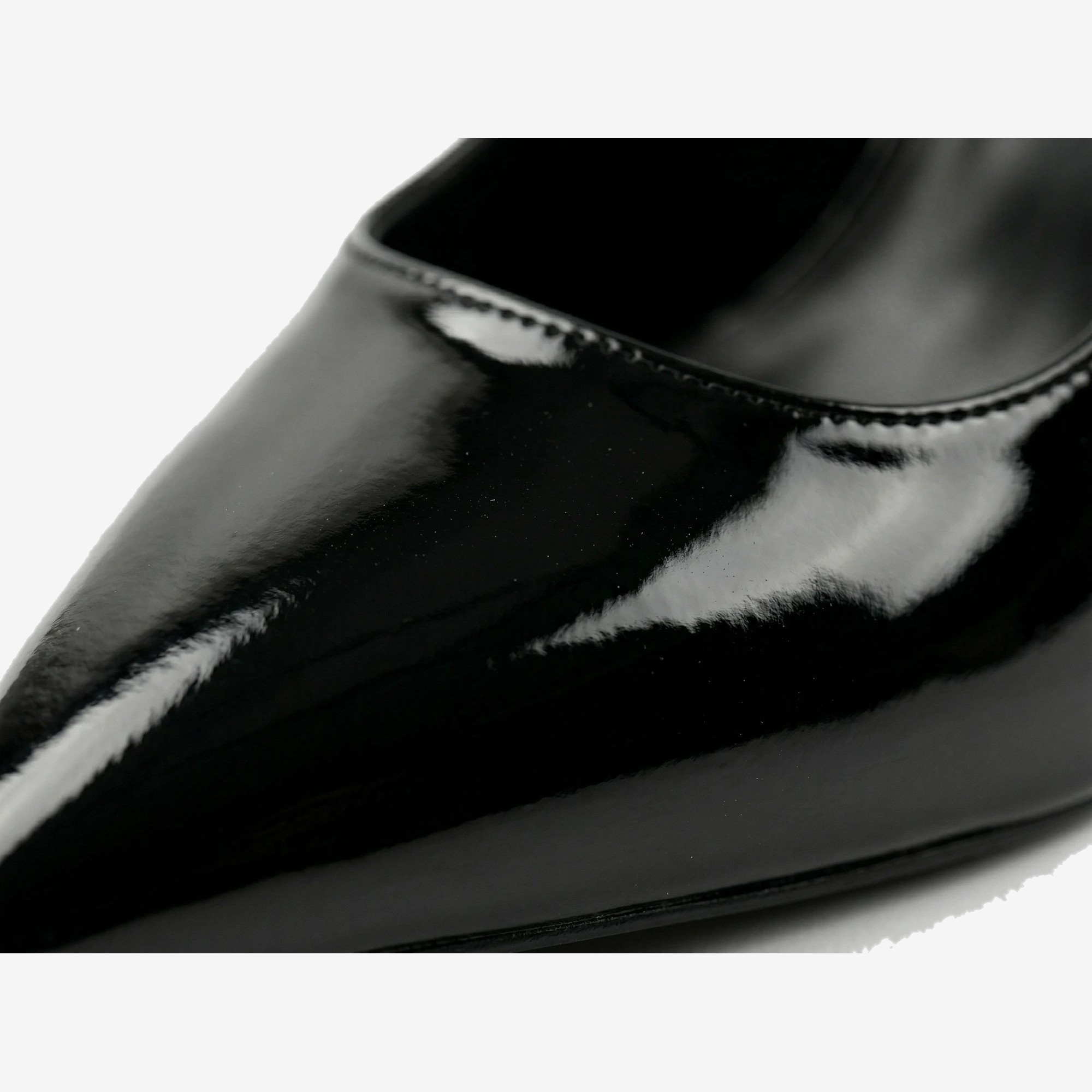 Noir Slingback Stiletto in Noir Patent — studio view