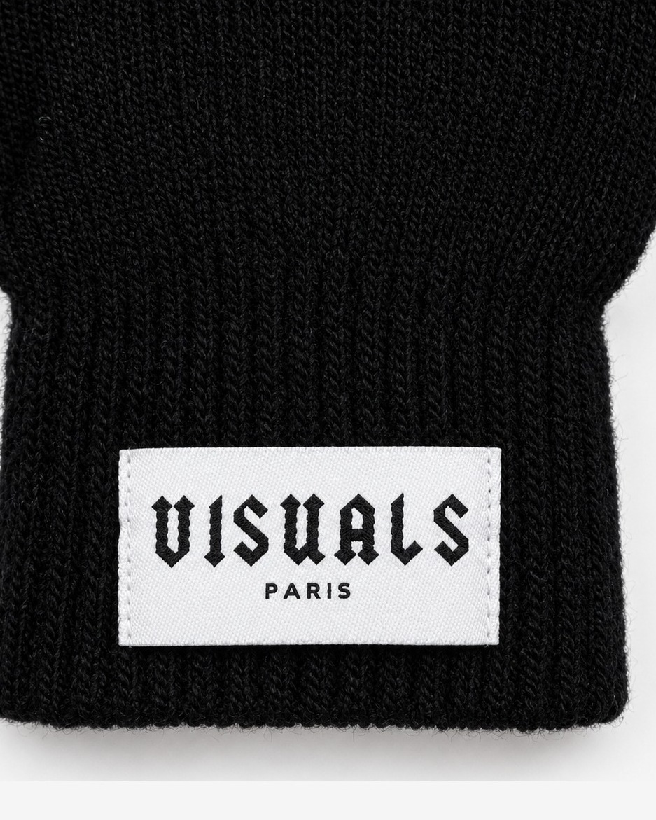 Visuals Paris Signature Grip Gloves in Black — studio view