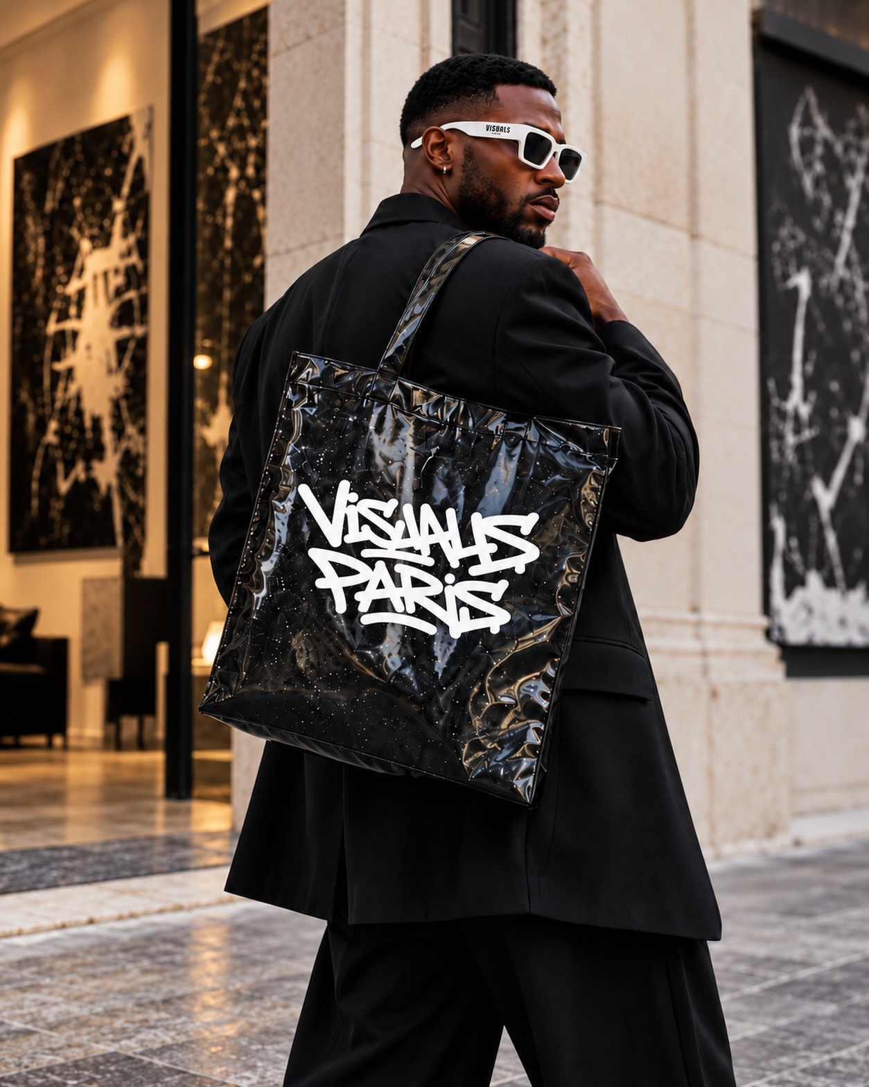 TAG 01 — Artist Shopper in Black — studio view