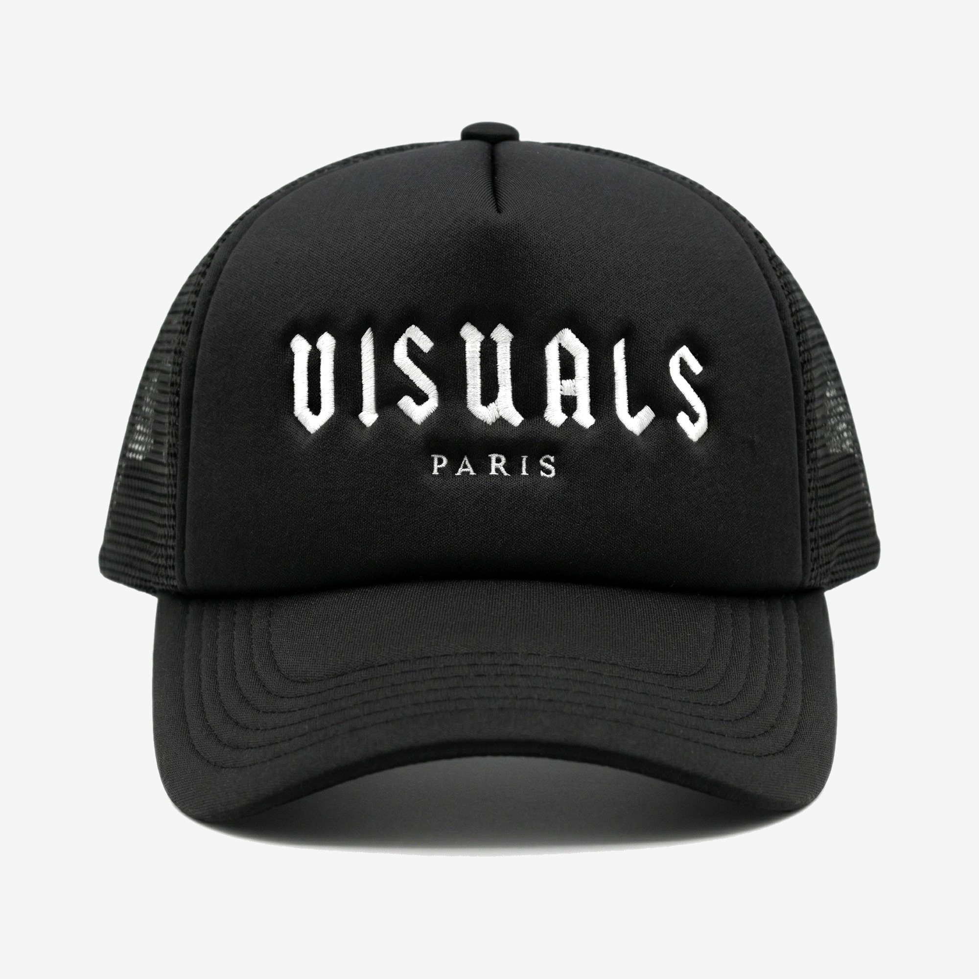 Blanc Trucker Cap in Black — signature VISUALS PARIS design detail