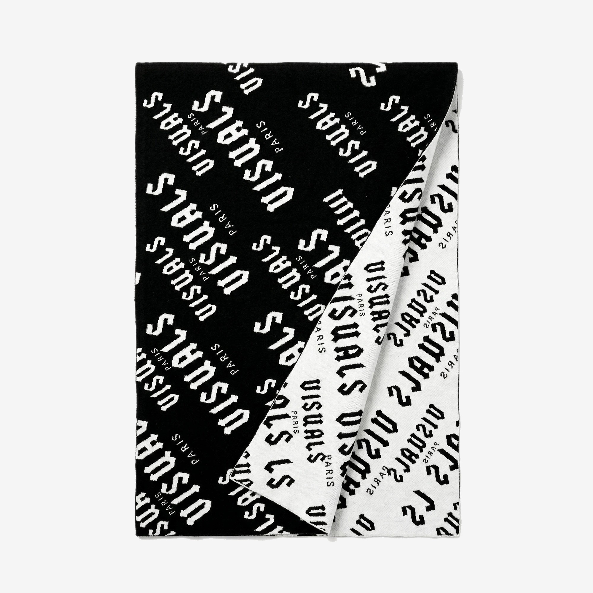 Reversible Monogram Scarf in Black / White — studio view