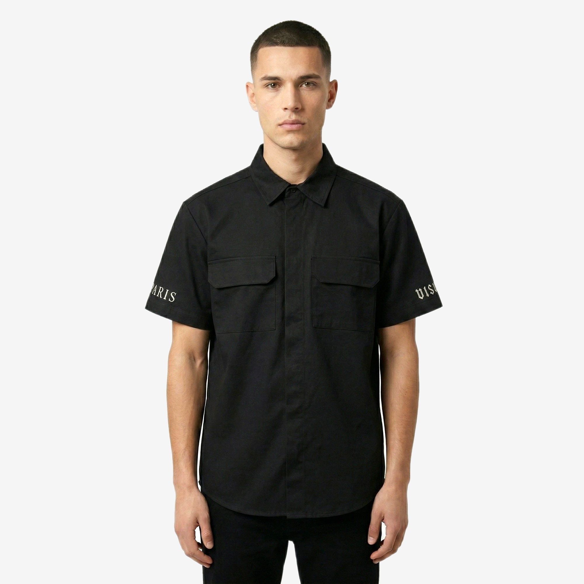 Heritage Pocket Shirt in Washed Black — worn by a model