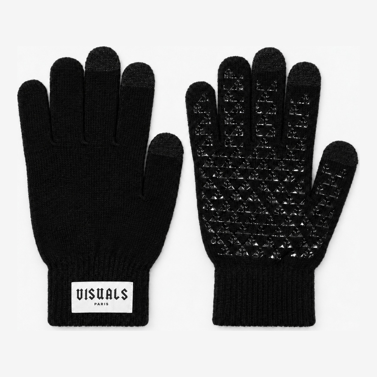 Visuals Paris Signature Grip Gloves in Black — studio view
