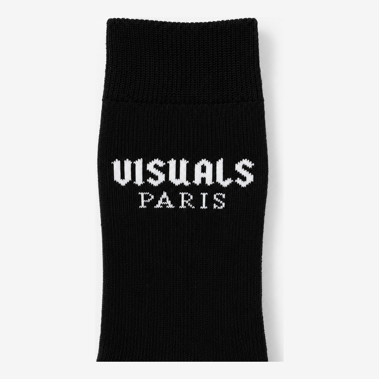 Visuals Paris Signature Crew Socks in Black / White — studio view