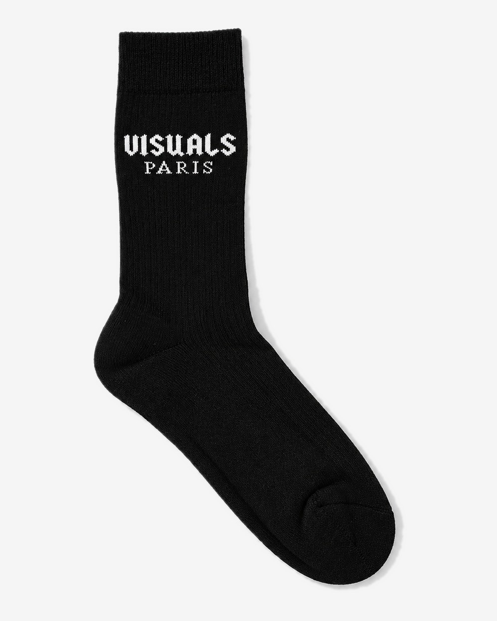Visuals Paris Signature Crew Socks in Black / White — studio view