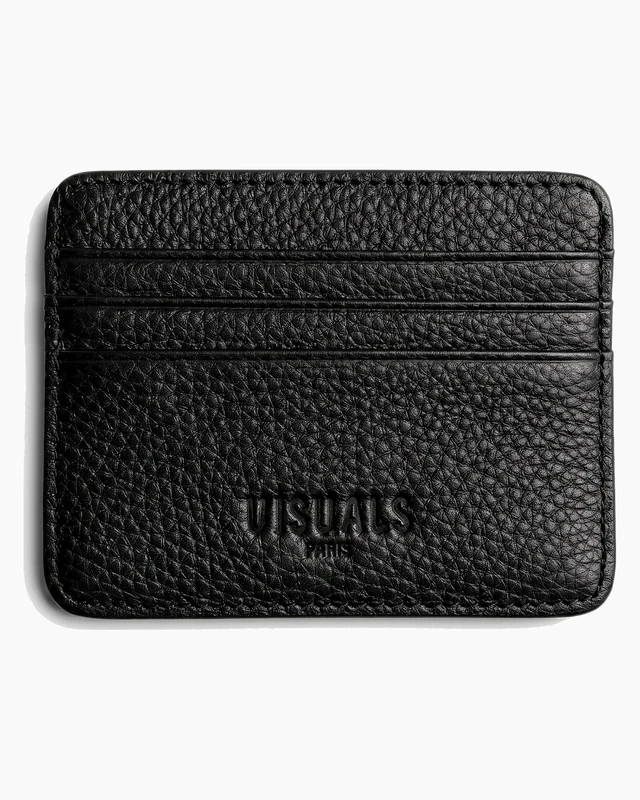 Grain Leather Card Holder in Black