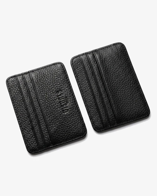 Grain Leather Card Holder in Black alternate view