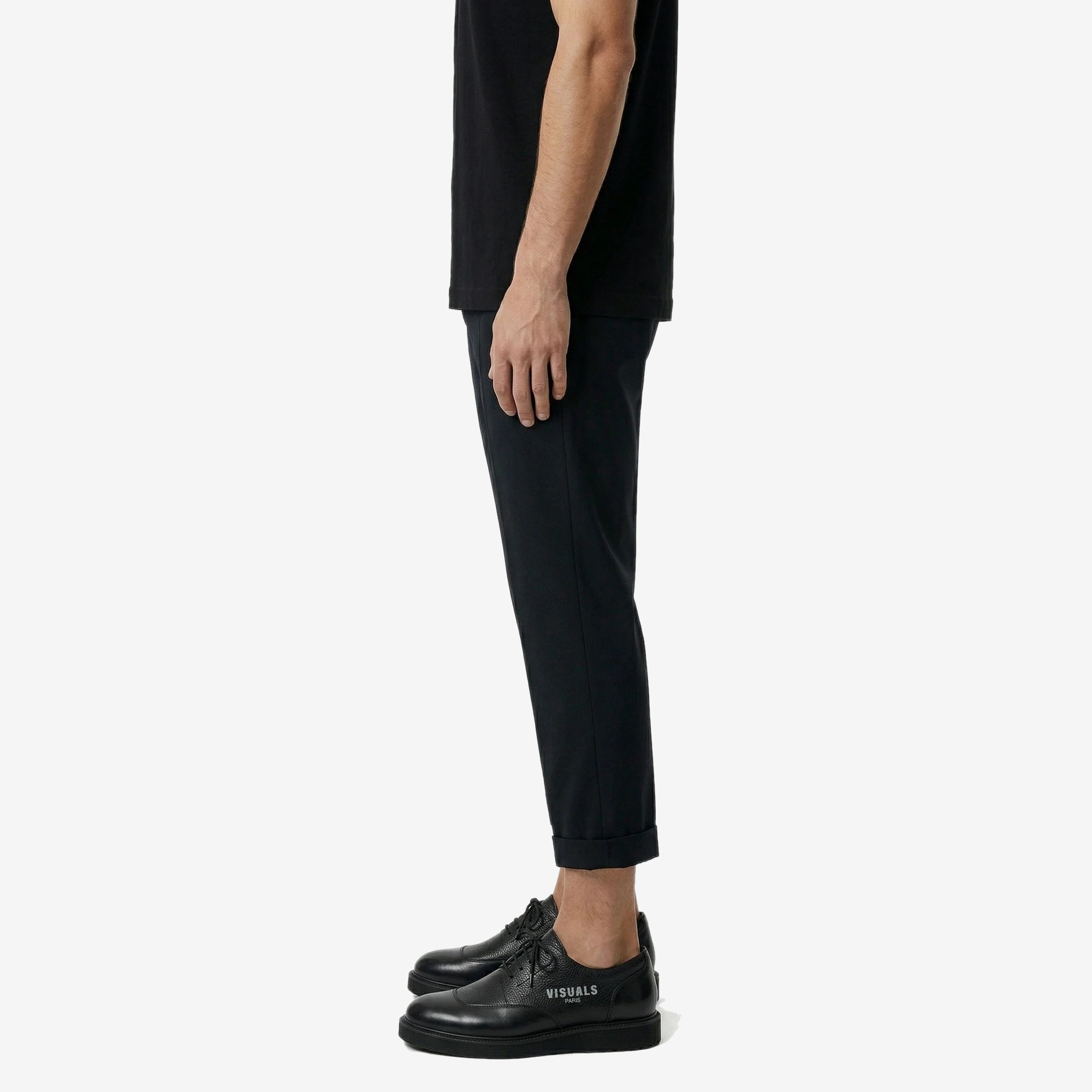 Classic Derby in Noir Pebbled — worn by a model