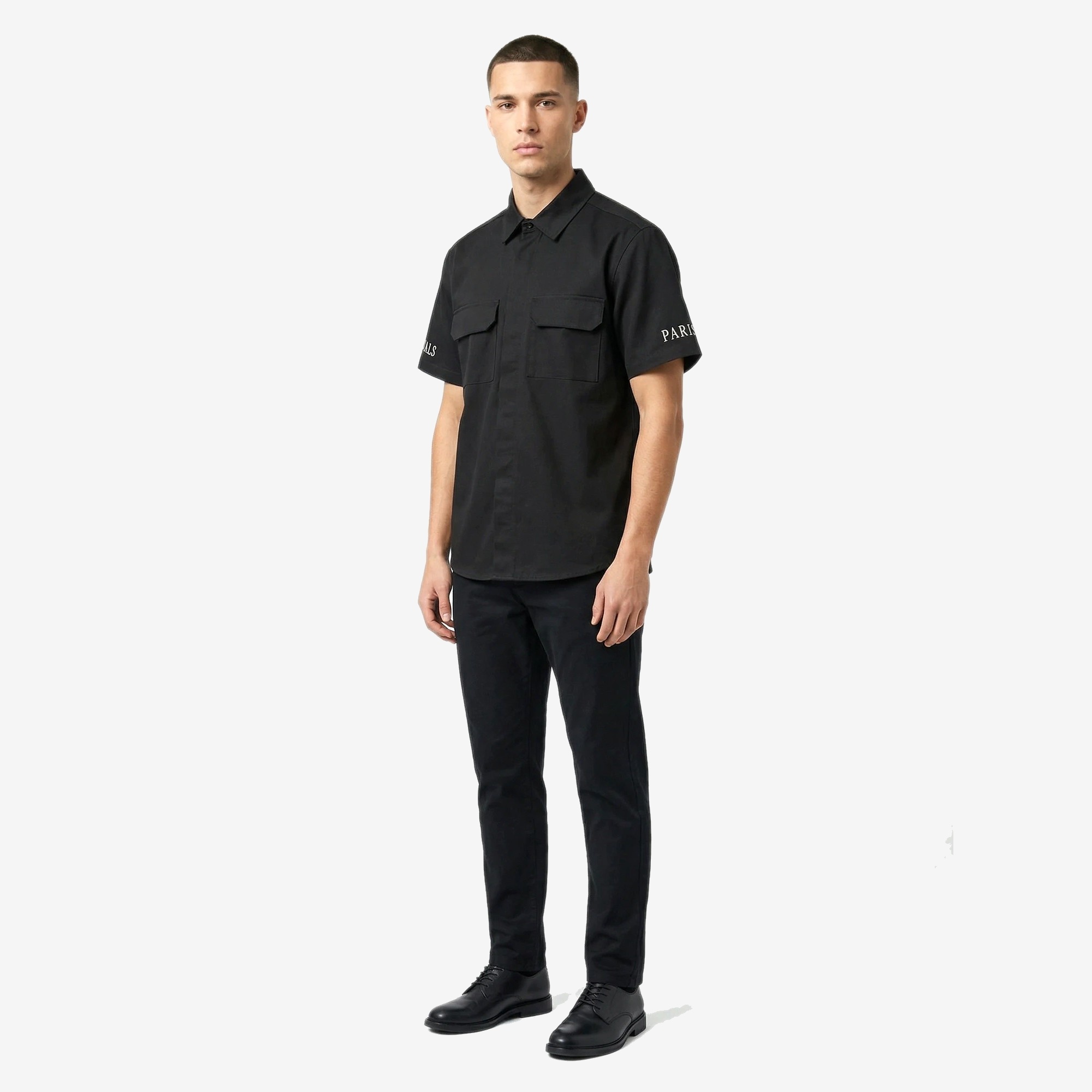 Heritage Pocket Shirt in Washed Black — worn by a model