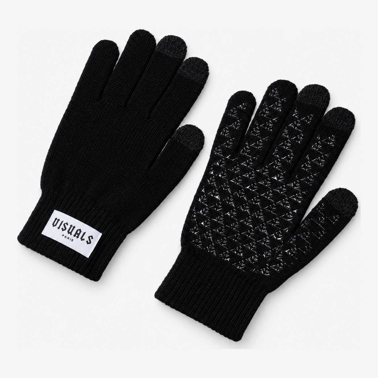 Visuals Paris Signature Grip Gloves in Black — studio view