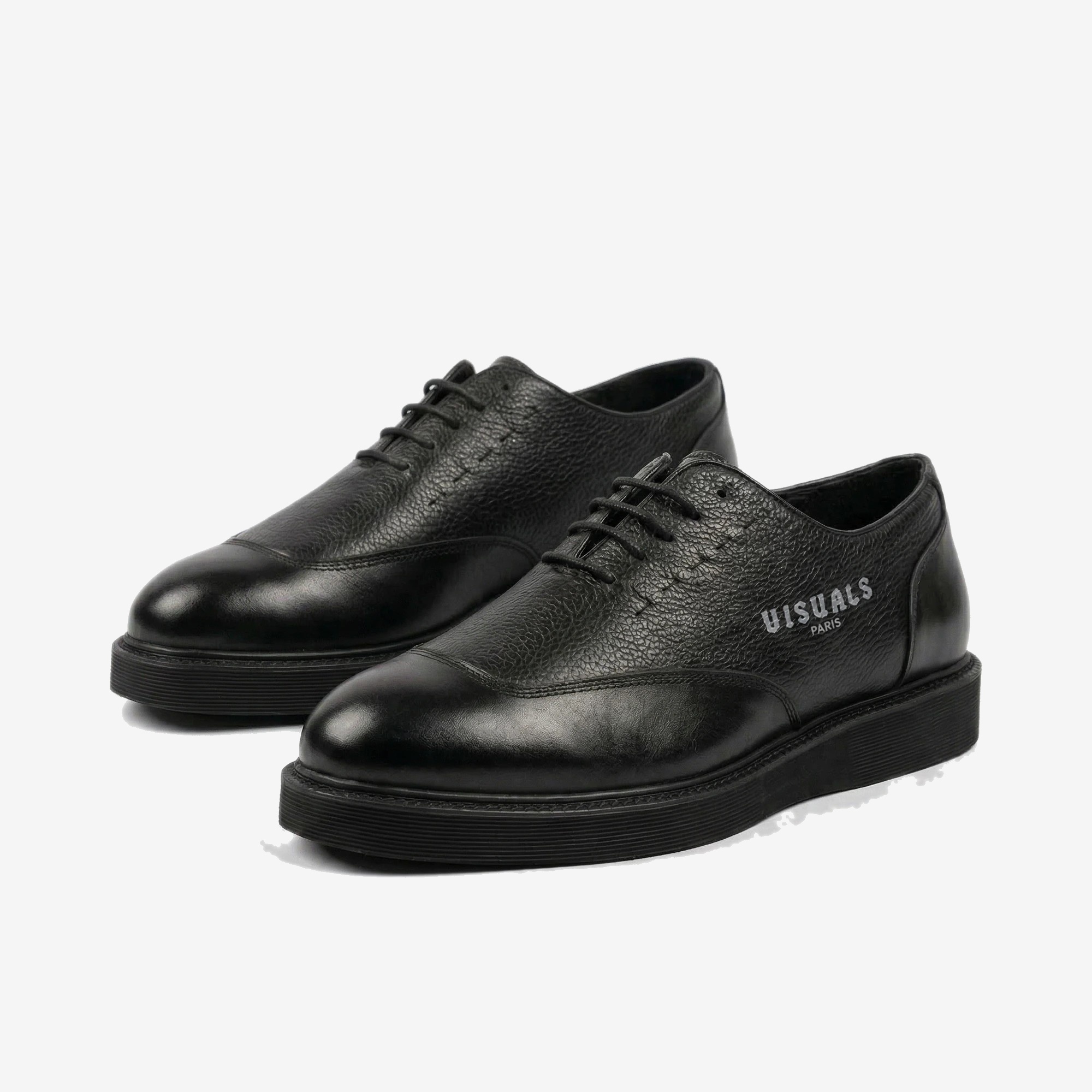 Classic Derby in Noir Pebbled — studio view