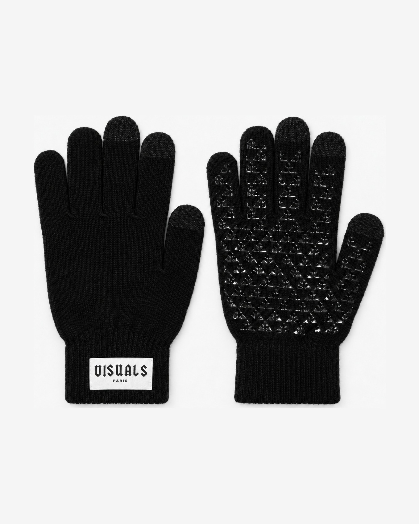 Visuals Paris Signature Grip Gloves in Black — studio view