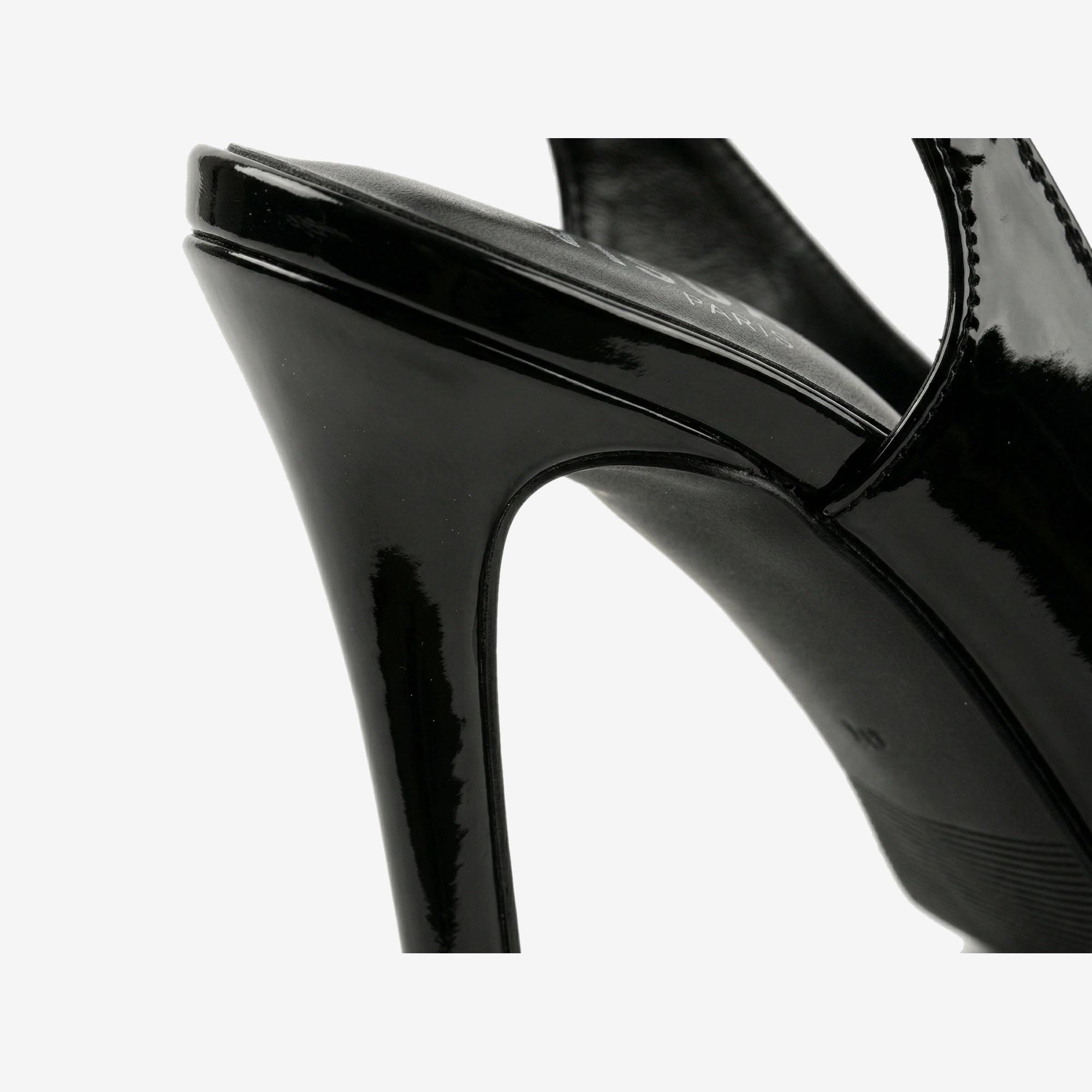 Noir Slingback Stiletto in Noir Patent — studio view