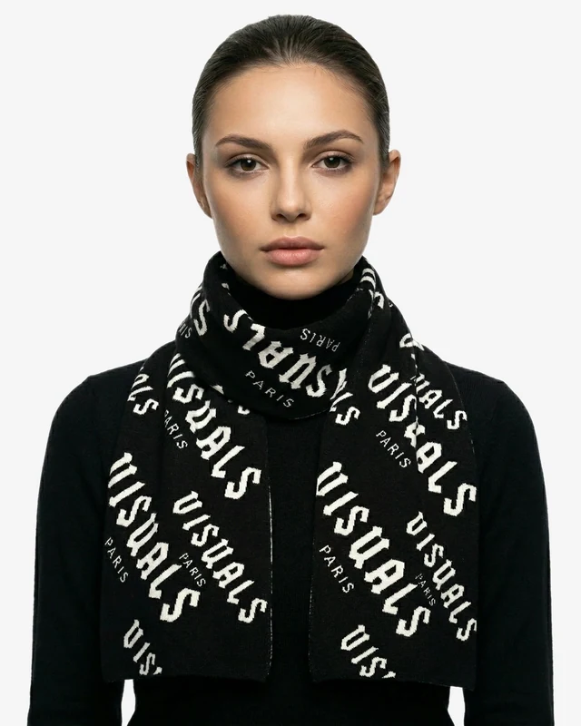 Reversible Monogram Scarf in Black / White alternate view
