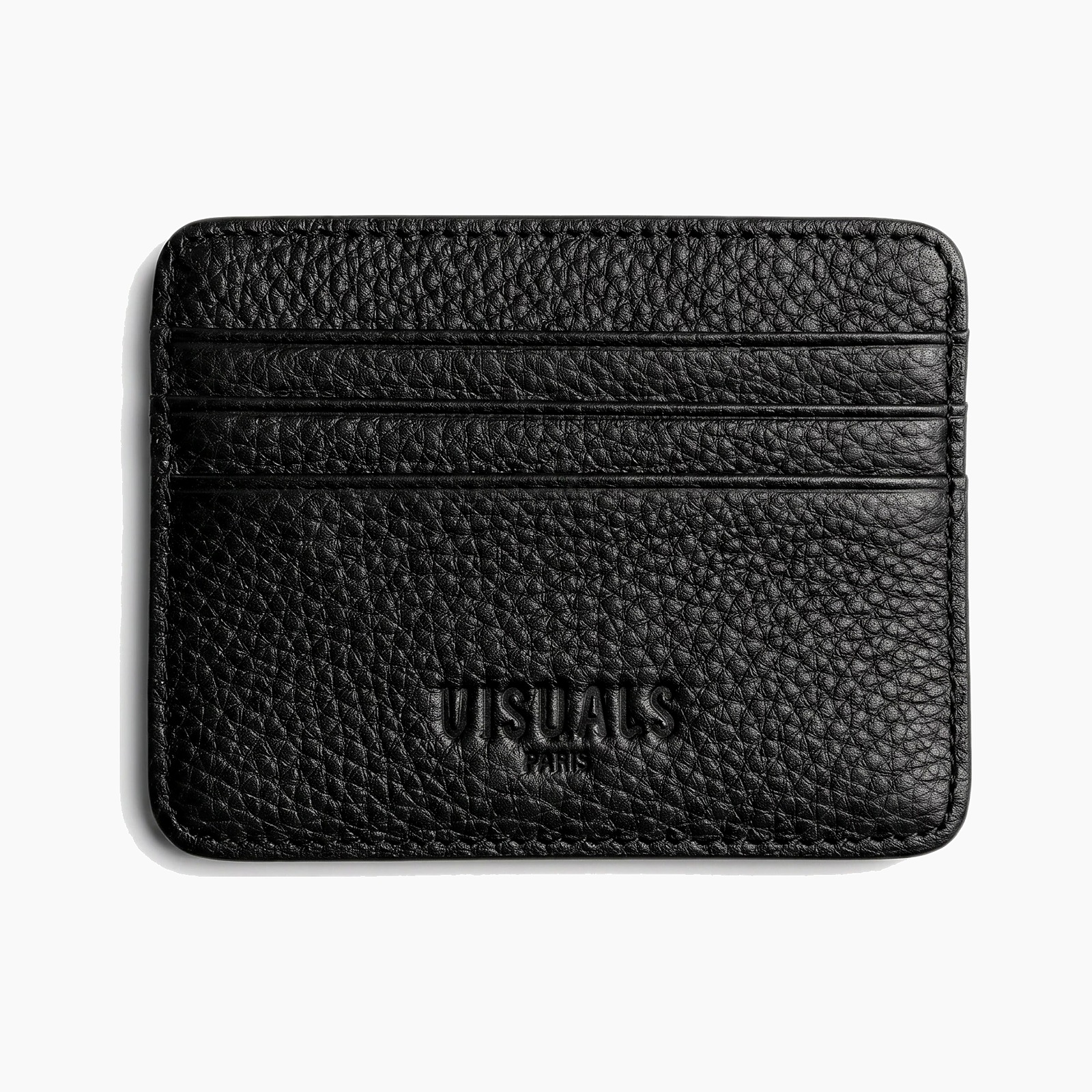 Grain Leather Card Holder in Black — studio view