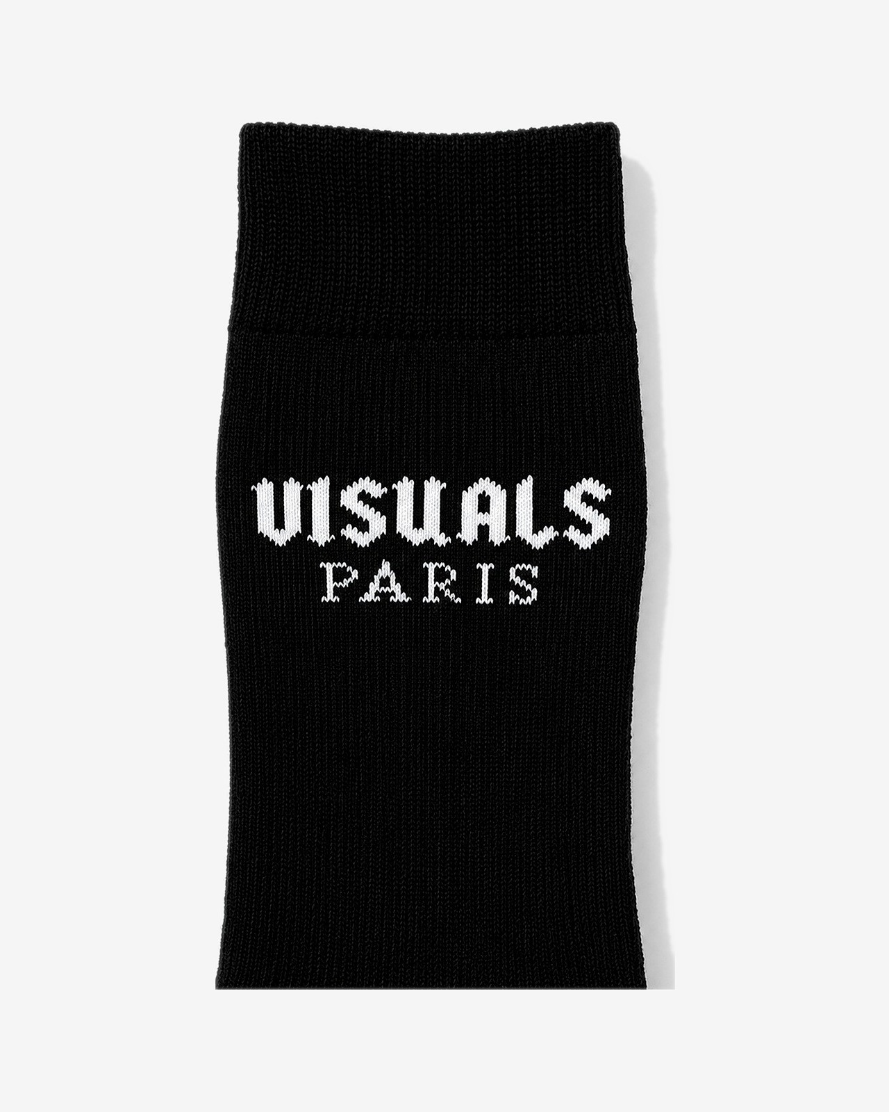 Visuals Paris Signature Crew Socks in Black / White — studio view