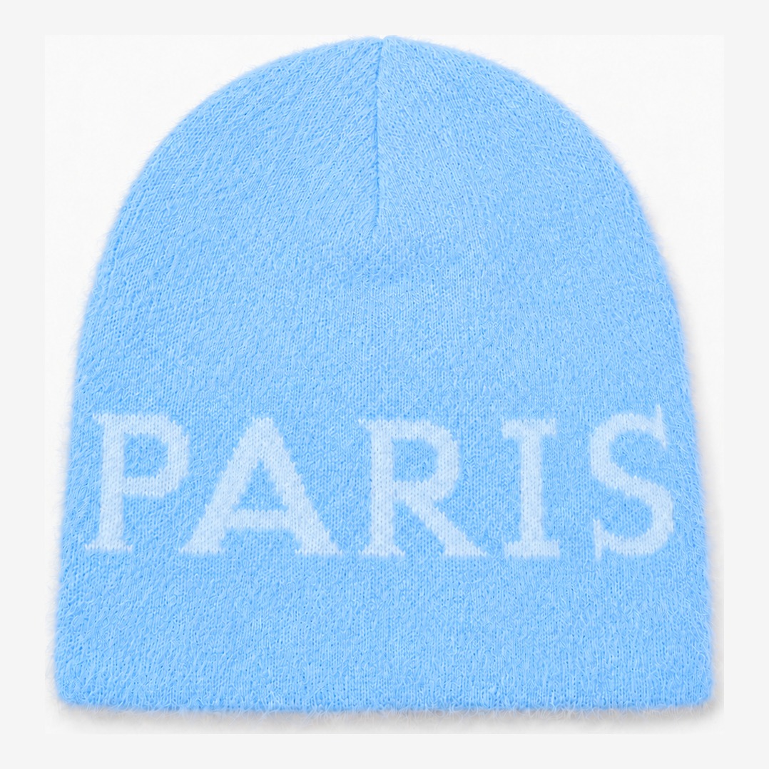 VISUALS PARIS Winter Beanie — Powder Blue in Powder Blue — worn by a model