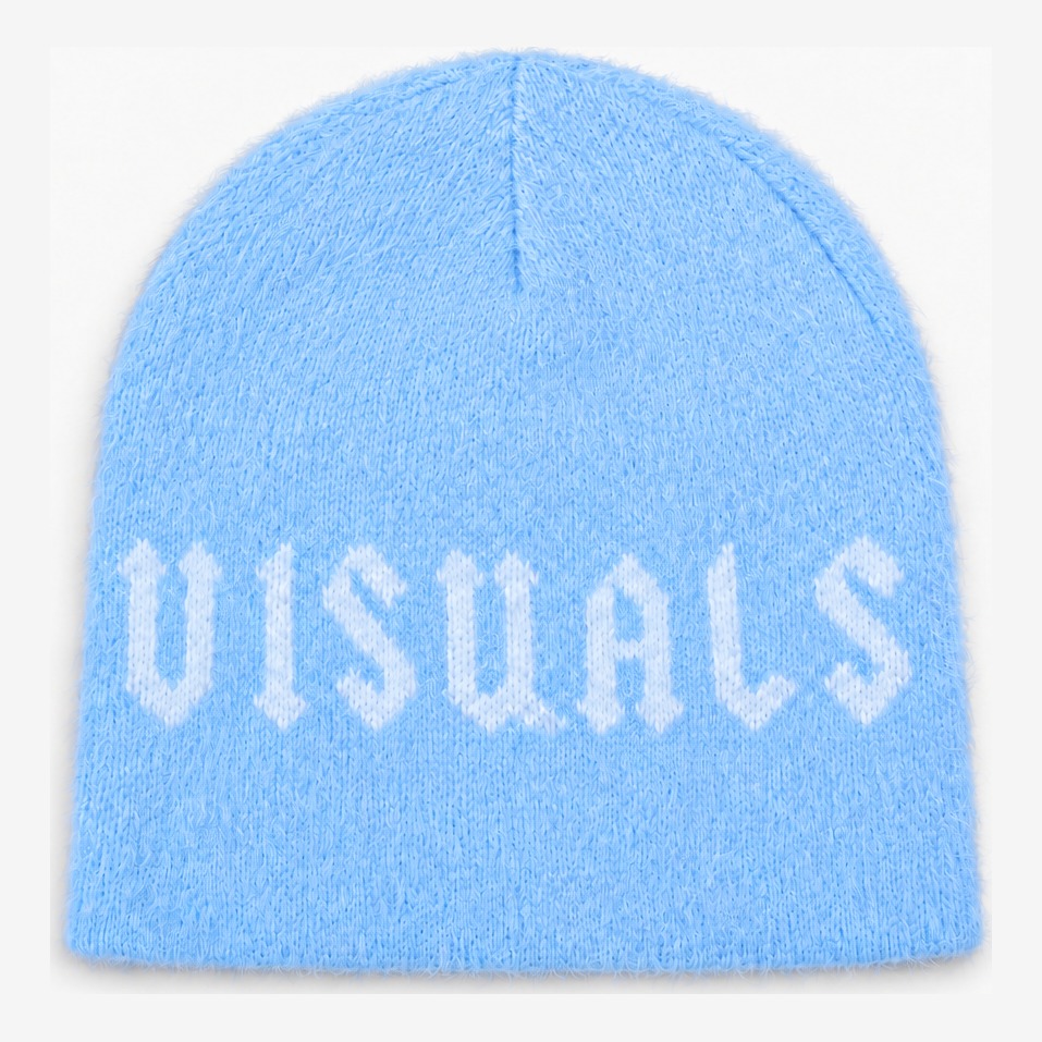 VISUALS PARIS Winter Beanie — Powder Blue in Powder Blue — signature VISUALS PARIS design detail